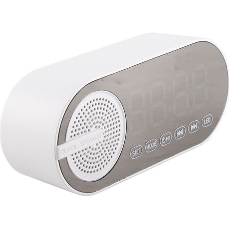 Enceinte Bluetooth avec Horloge Dual Alarm Mirror Bluetooth 5.0 Rechargeable Portable ABS Blanc (1/5)
