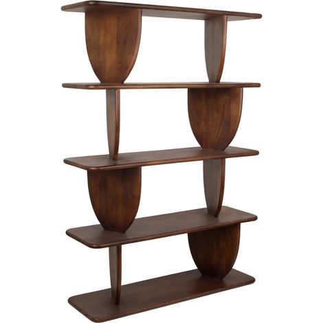 Scaffale a 4 ripiani in legno di mango noce scuro 171 cm