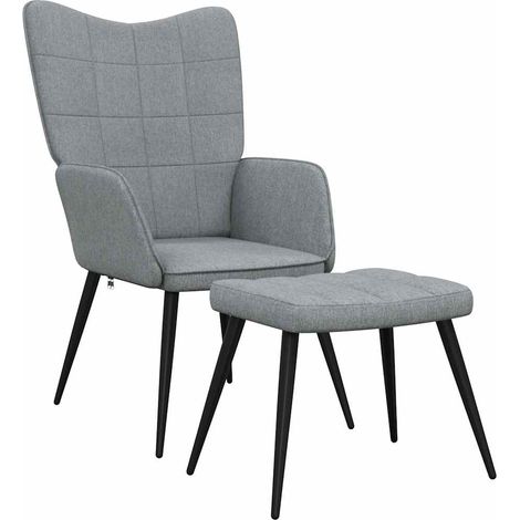 Maison Exclusive - Relaxsessel mit Hocker Hellgrau Stoff