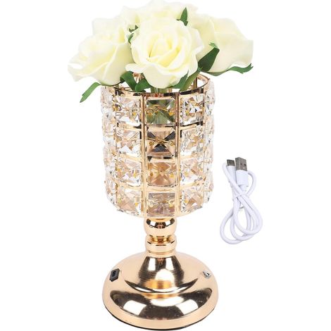Lampe de table en forme rose avec abat-jour fleur artificielle (1/5)