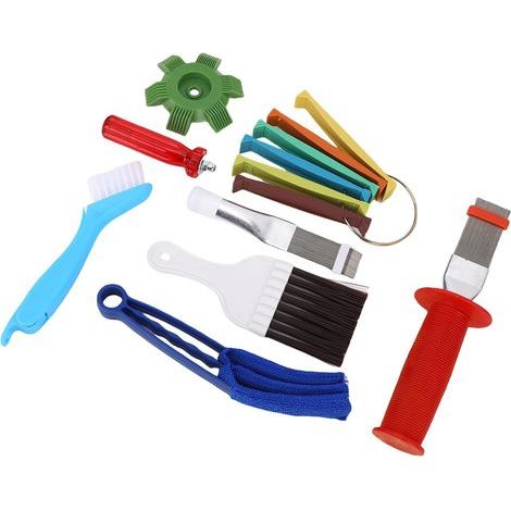 Air Conditioning Fin Cleaning Kit, Fin Cleaning Brush, Smoothing Comb with 6 Colored Combs and Foam Brush for Radiator Maintenance (1/5)