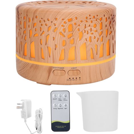 Diffuseur d'aromathérapie 700 ml en bois grain creux, lumière 7 couleurs, prises AU (110-240V) (1/5)