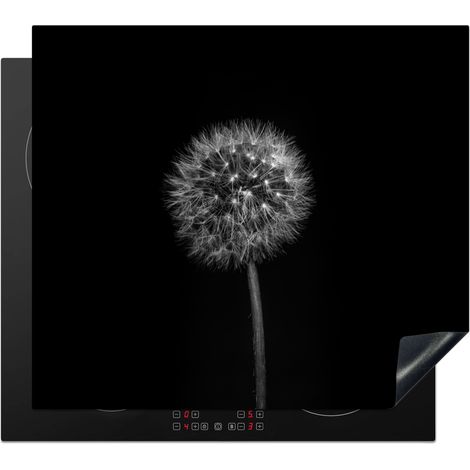Induction Hob Protector Dandelion - Black - Floral - Botanical 59x52 cm
