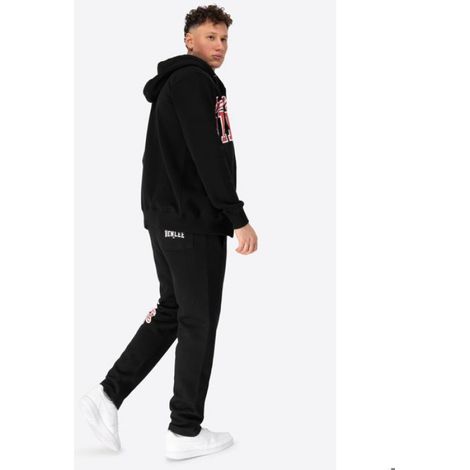 Pantalon De Jogging - Maille Côtelée Élastique - Fleece Dos Brossé - Noir Rouge Blanc - Taille Réglable Avec Cordons - 1 Pièce (1/3)