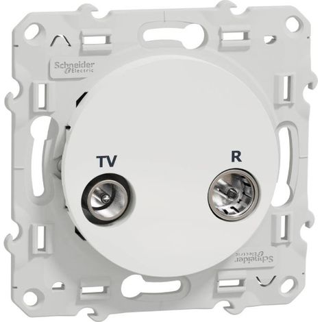Prise TV/FM SCHNEIDER Odace Fin de Ligne pour Système en Série Blanc - S520452 (1/3)