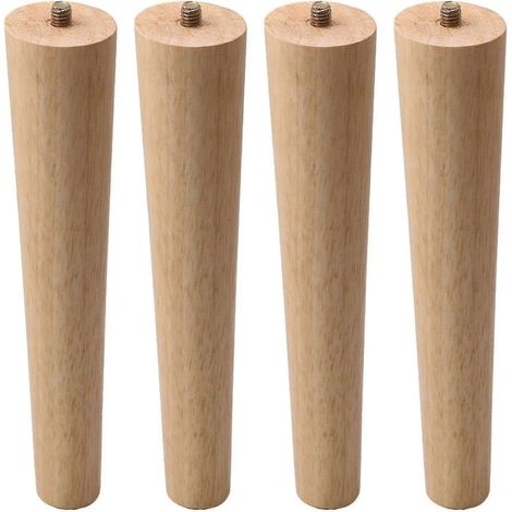 Pieds de table et de chaise coniques en bois massif, 4 pièces, diamètre de 25 mm à la base, filetage M8. (1/5)