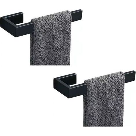 Barre porte-serviettes 2 pièces, anneau porte-serviettes - Porte-serviettes mural en acier inoxydable 304 épais, design rectangulaire moderne pour salle de bain (1/4)