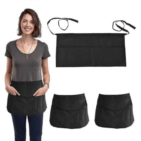 Taille compatible avec les vêtements noirs mi-longs. Compatible avec les vêtements de bistro, restaurant, jardinage, mi-longs. Compatible avec les vêtements de serveur, serveuse. (1/5)