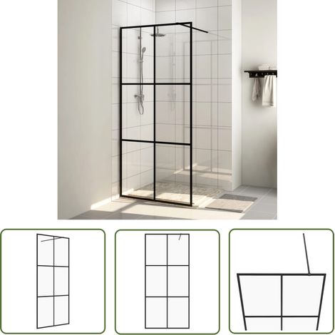 The Living Store Paroi de douche avec verre ESG transparent 90x195 cm Noir - Pare-douche - Salle De Bain - Douche Italienne - Verre Trempé - Design Moderne (1/5)