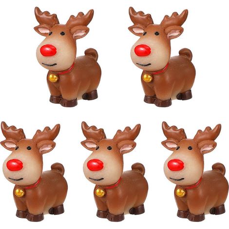 5-teiliges Weihnachts-Elch-Tischdekor, kreative Elchstatue, Mikrolandschaft-Tischdekoration, Elchdekorationen aus Kunstharz für Schlafzimmer und Wohnzimmer, Stil 2-4.00X4.00X2.60CM (1/4)