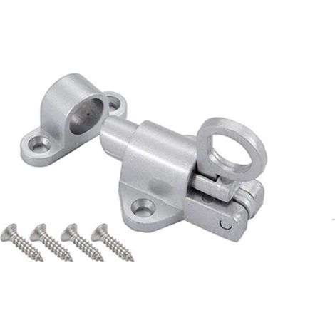 Verrou de porte coulissant, 1 loquet de verrouillage gris argent en alliage d'aluminium, petit loquet à ressort épais pour porte de salle de bain (1/5)