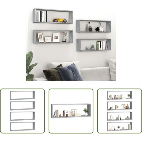 Wandregale Grau Sonoma -  Wandregale 4 Stk. Grau Sonoma 80x15x26,5 cm Holzwerkstoff (1/5)