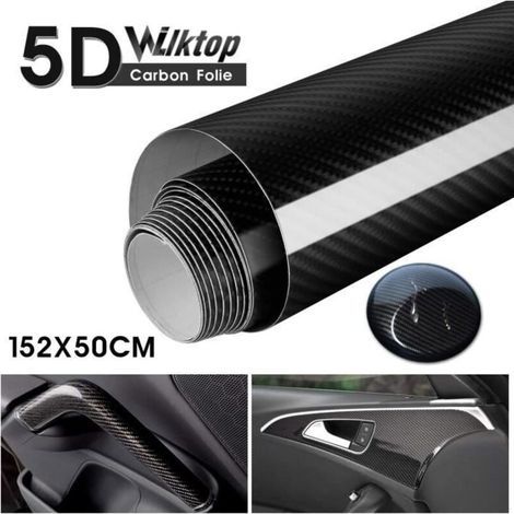 5D Autocollant Carbone Film 152x50cm, Autocollant Voiture Fibre Vinyle Adhésif Autocollants pour Véhicule Décoration (1/4)