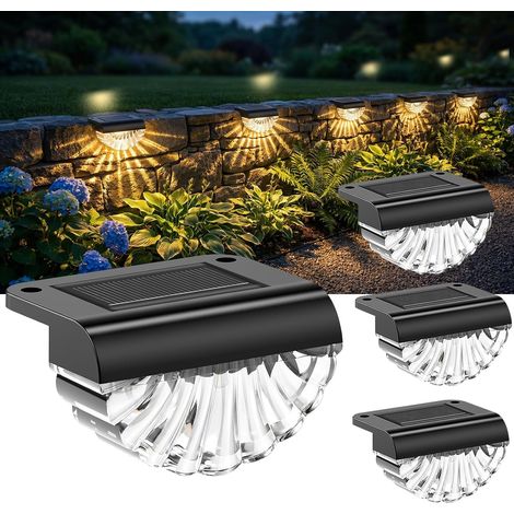Lampe murale solaire, pour usage extérieur, lot de 4 lampes solaires d'extérieur, étanche IP65, 3000 K, blanc chaud, interrupteur automatique, éclairage solaire extérieur, clôture de jardin, patio, ba (1/5)