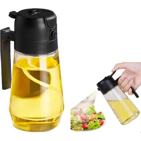 Pulverizador de aceite 2 en 1 para aceite de cocina, botella rociadora de aceite de 470 ml apta para alimentos, atomizador de aceite de alta calidad, rociador de aceite para cocinar, rociador de aceit (1/5)