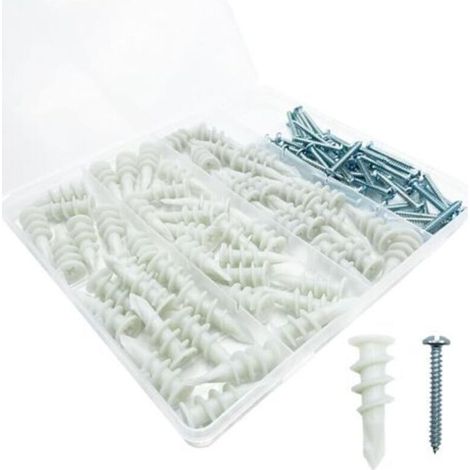 100 Pack Self-Drilling Drywall Anchors with Screws Kit, Including 50 Anchors and 50 Screws 3.5" x 1.5" - Holds up to 70 lbs (1/5)