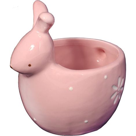 Ciotola in ceramica a forma di coniglietto rosa con supporto (1/3)