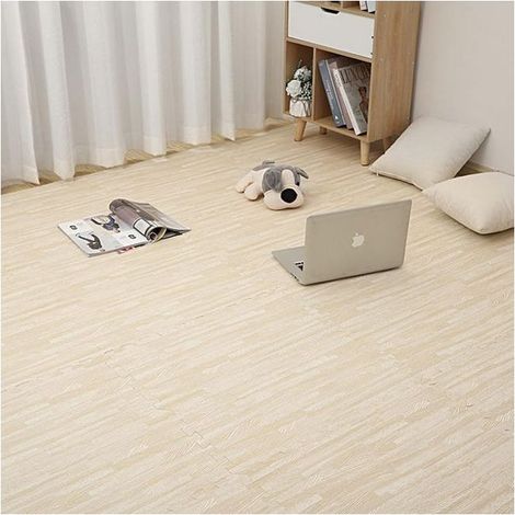 Lot de 16 tapis de sol puzzle en mousse EVA, antidérapant, imperméable, 30x30x1 cm, grain de bois (1/5)