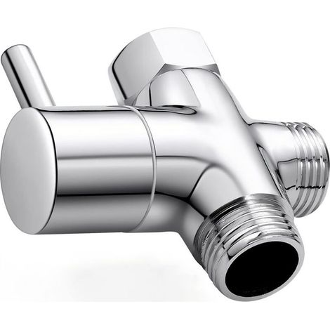 Brass Shower Valve with T-adapter, G1/2" 3-Way Shower Arm Diverter Valve, Universal 3-Way Shower Valve, Chrome-Plated Brass, for Kitchen and Bathroom, 1 Piece (1/5)