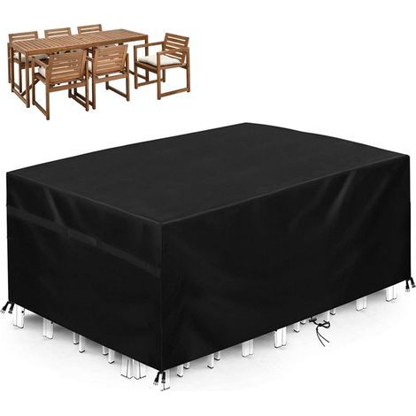 Housse de protection imperméable et résistante à l'hiver - Pour meubles de jardin - Oxford 420D - Anti-UV - Pour table de jardin - Rectangulaire - Noir - 200 x 100 x 75 cm (1/5)