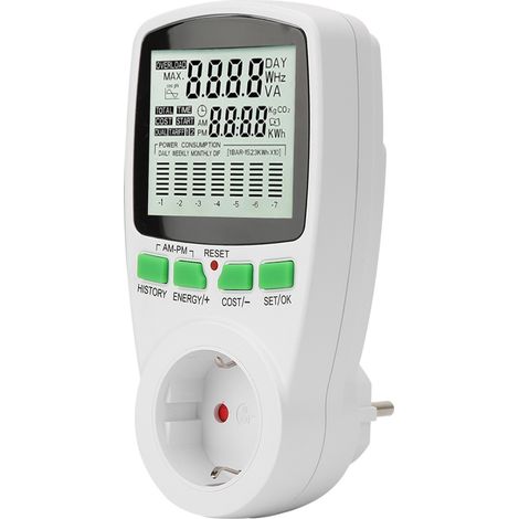 Moniteur d'énergie 0,000 kWh-9999 kWh prise du compteur d'énergie 0-16 A moniteur de consommation électrique (UE 230 V). (1/5)