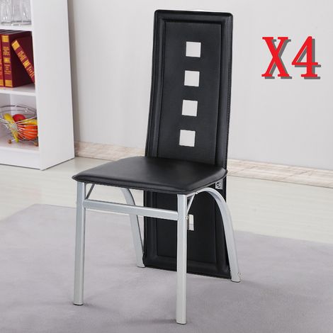 Hofuton Lot de 4 chaises de salle à manger - Simili noir - Style contemporain - L 42.5 x P 42 cm x H101.5 CM (1/5)
