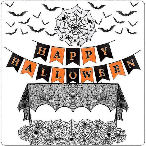 Halloween-Girlande, Kürbis, Fledermaus, Totenkopf-Halloween-Dekoration, Fröhliche Halloween-Girlande, Grusel-Dekoration, Halloween-Banner, Halloween-Tischdekoration (1/5)