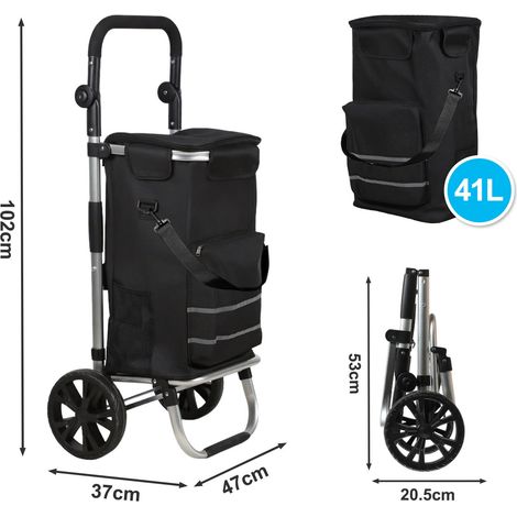 Wolketon 3in1 Einkaufstrolley Alu 51L klappbar 50 kg Kugellager abnehmbare Tasche Handwagen Einkaufswagen Einkaufshilfe Roller 2 Rollen (1/3)