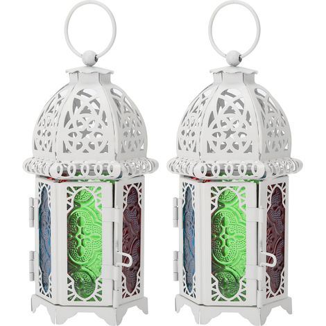 Lot de 2 Bougeoirs Vintage Château Blanc Fer Décoratif Mariage Maison Chandelle Support (1/5)