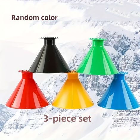 Ensemble de 3 grattoirs à glace pour pare-brise et vitres de voiture d'hiver, pelle à neige et entonnoir avec poignée ergonomique et revêtement antidérapant - Robuste - (1/5)