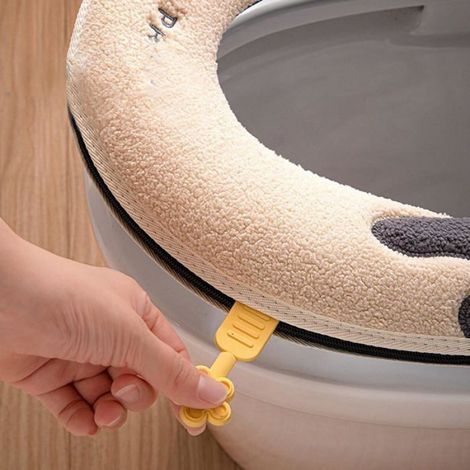 Protège-siège de toilette motif panda - Plus épais, doux et chaud, en tissu extensible et lavable. Indispensable pour la salle de (1/5)