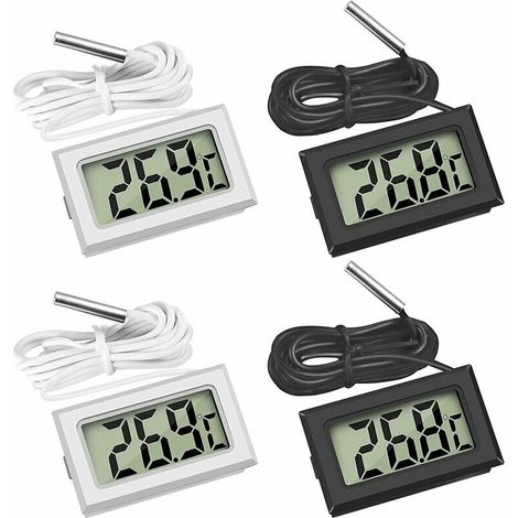 royaluxe -Mini Digital LCD Thermomètre Température avec Sonde de Température Capteur Testeur ,Guazhuni (2X Noir 2X Blanc) (1/5)