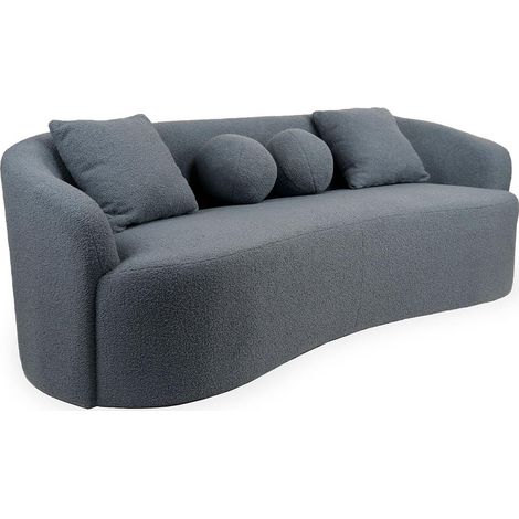 Canapé 4 Places en Tissu Bouclette "Brett" 215cm Gris (1/5)