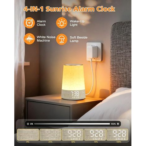Réveil Lumineux Simulateur d'Aube, Lampe de Reveil avec 7 Sonneries (1/2)