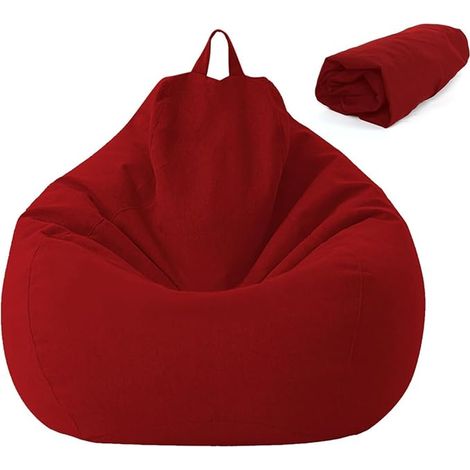 Housse Pouf Poire Adulte Enfant 100x120 CM Bean Bag XL Rouge