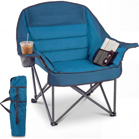 Oversized camping chair with cup holder - blue 500 lbs capacity 227458915 227458915 (1/5)
