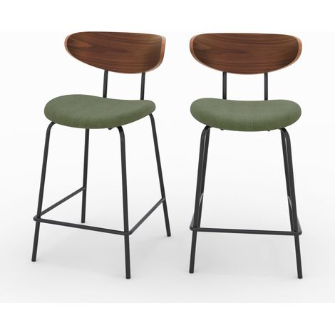 Set de 2 sillas para isla central en pana verde kaki 64,5 cm - Jade (1/4)