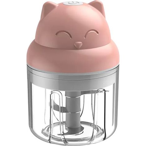 Hachoir à Ail Portable, Mini Robot Culinaire Sans Fil pour Viande, Légumes, Poivrons, Oignons et Épices, Broyeur Électrique Rechargeable USB, Version Rose (1/5)