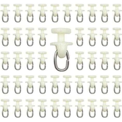 100 pezzi di rulli per binario per tende - (bianchi) Binario scorrevole per tende da interni con ganci, carrucola in plastica per tende