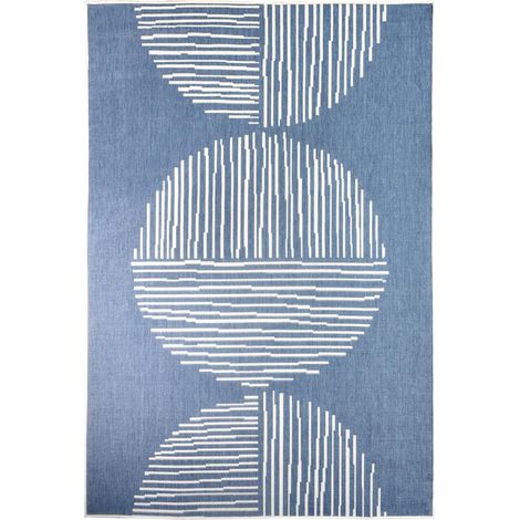 Tapis extérieur, kilim reversible LYN2 BL REVERSIBLE 160x230 bleu et crème (1/5)