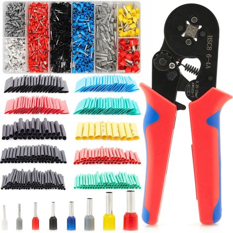 Outil de sertissage pour embouts + 1200 embouts isolés + 510 gaines thermorétractables (1/5)