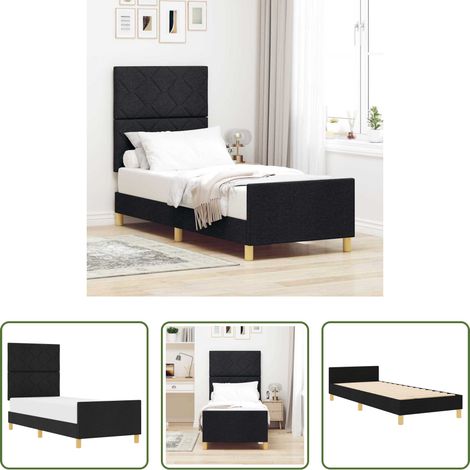 vidaXL Stoffbett - Bettgestell mit Kopfteil Schwarz 80 x 200 cm Stoff (1/5)