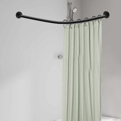 Asta per tenda da doccia estensibile a forma di L nera per il bagno, la vasca da bagno, lo spogliatoio, la camera da letto, la lavanderia