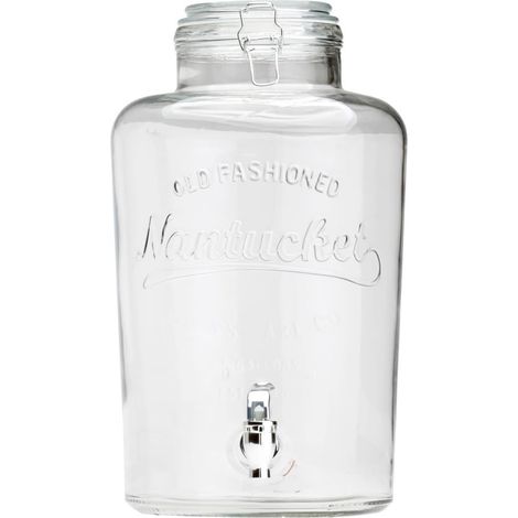 Fontaine à Boisson en Verre Transparent 10 Liitres, Géante, Design en Verre, Large Ouverture au Sommet, Équipée d'un Robinet, Conçue pour barbecues, Pique-niques (1/5)
