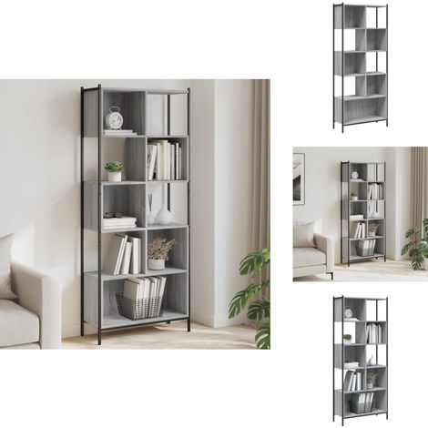 Bibliothèque sonoma gris 72x28x172 cm bois d'ingénierie - Bibliothèque Murale - Bibliothèque Design - Étagère Moderne - Meuble Rangement - Bibliothéque Grise (1/5)