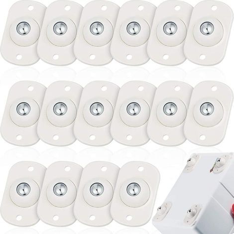 16 mini ruedas giratorias autoadhesivas de plástico, ruedas pequeñas con rodamientos de bolas de acero inoxidable para muebles, cajas de almacenamiento y cubos de basura. (1/5)