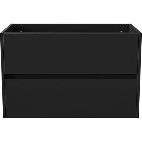 BELVIT DRAVA Waschbeckenunterschrank Waschtisch 80 cm Mattschwarz 2 Schubladen Softclose grifflos Badezimmer