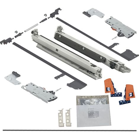 BLUM MOVENTO BLUMOTION S 760H Schubladenschienen, 400mm Bodenmontage Vollauszug 40kg, mit TIP-ON und Seitenstabilisierungs-Set (1/5)