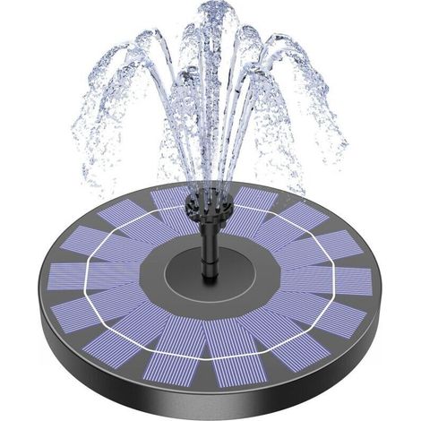 Fontaine solaire à pompe pour bain d'oiseaux avec 6 buses, 2,5 W pou jardin, étang, piscine, aquarium et extérieur(2,5W)