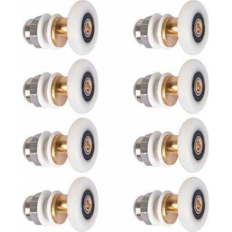 8 Pièces Roulette Porte Douche Roulettes de Porte Coulissante Cabine de Douche Porte Poulies Roue de Rechange pour Rouleau avec Diamètre de Roues 25mm (1/5)